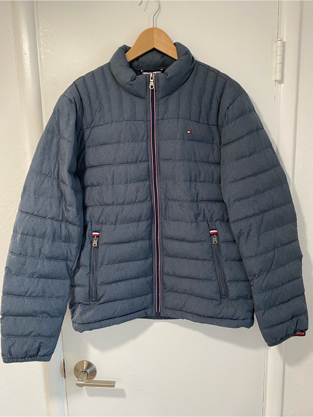 Tommy Hilfiger Men's Blue Gray Packable Quilted Puffer Jacket Size M